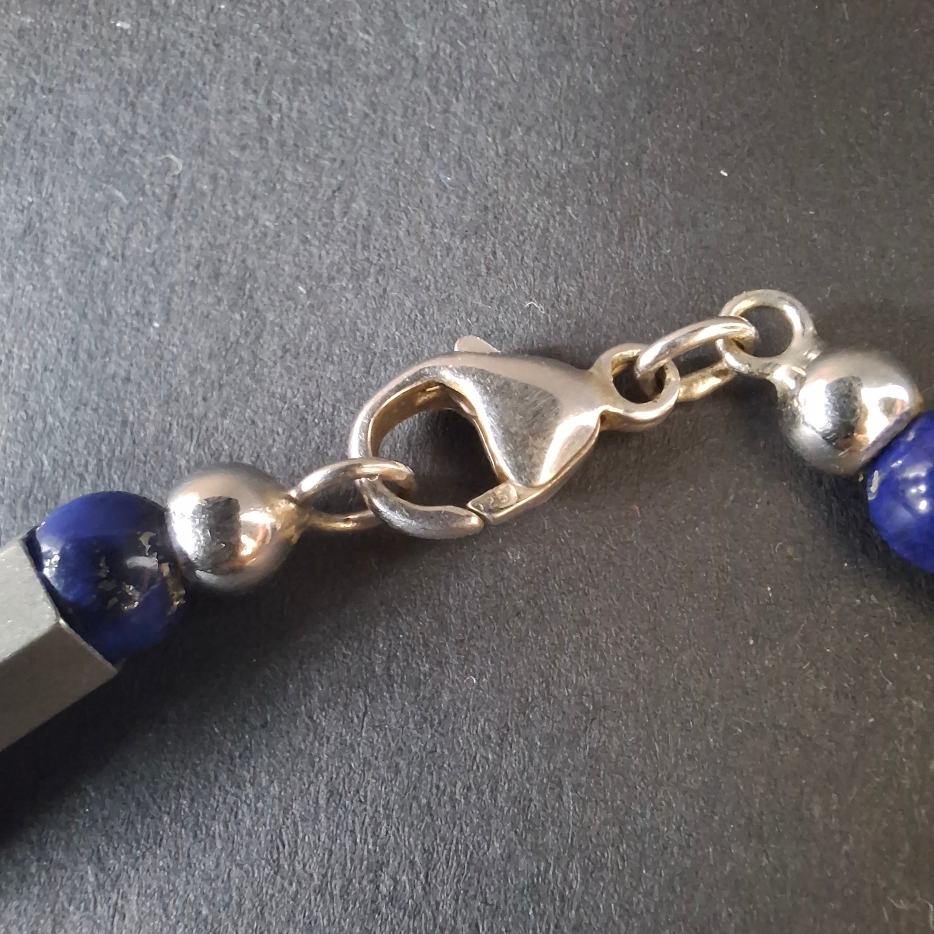 Minimalist Sterling Silver & Lapis Lazuli Tube Necklace – view 3