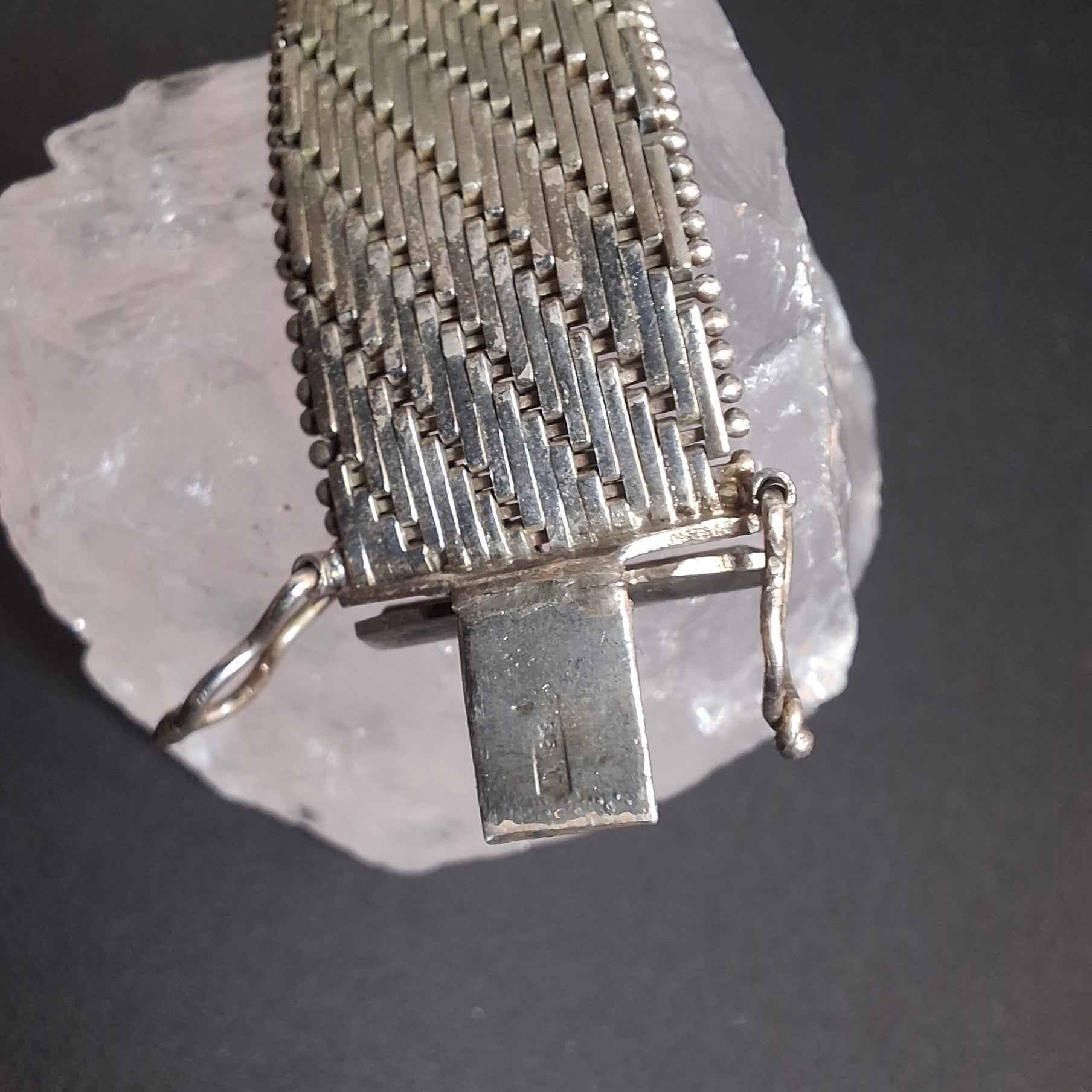 Vintage Italy 925 Sterling Silver Wide Mesh Bracelet – view 6