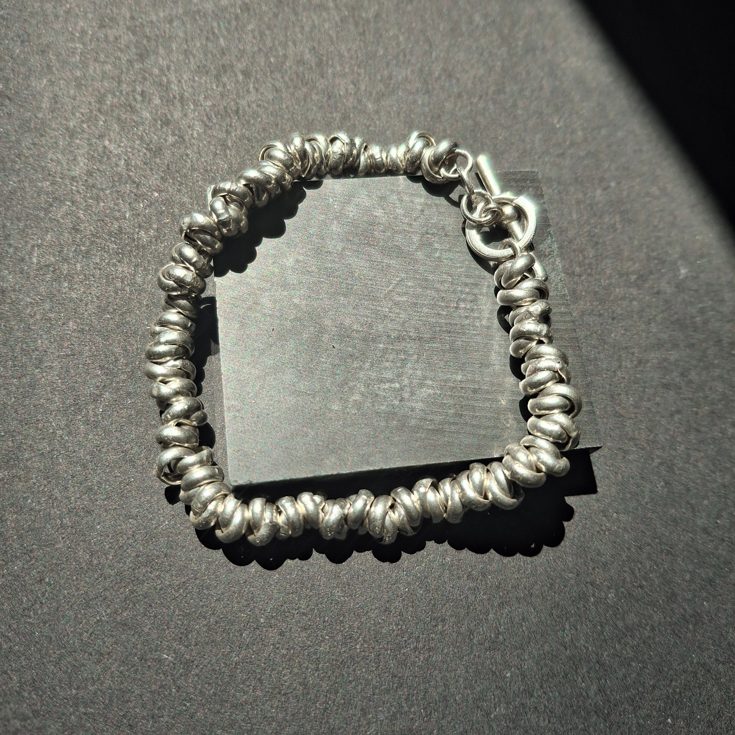 Vintage Italian Multi-Ring Coiled Sterling Silver Toggle Bracelet – view 2