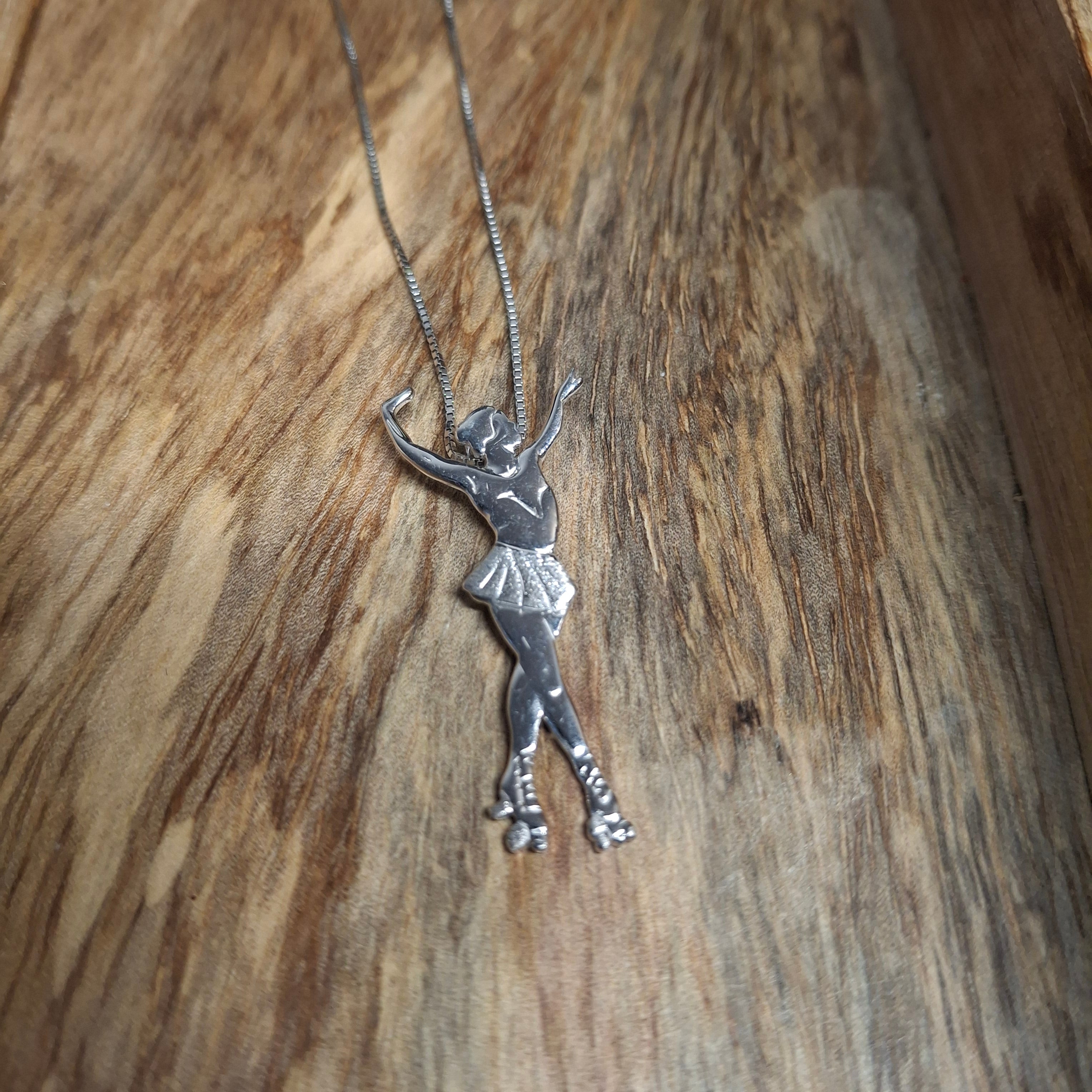 MIKELART Italy Sterling Silver Roller Skater Pendant Necklace