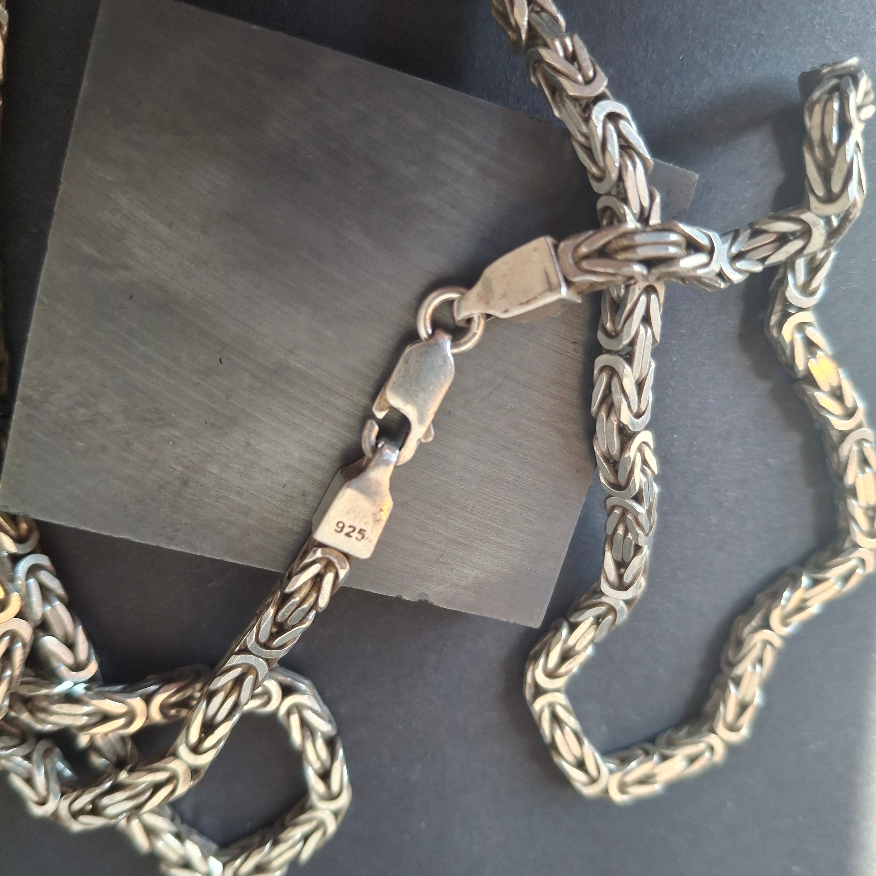 Solid Sterling Silver Byzantine / King’s Chain Necklace – view 4