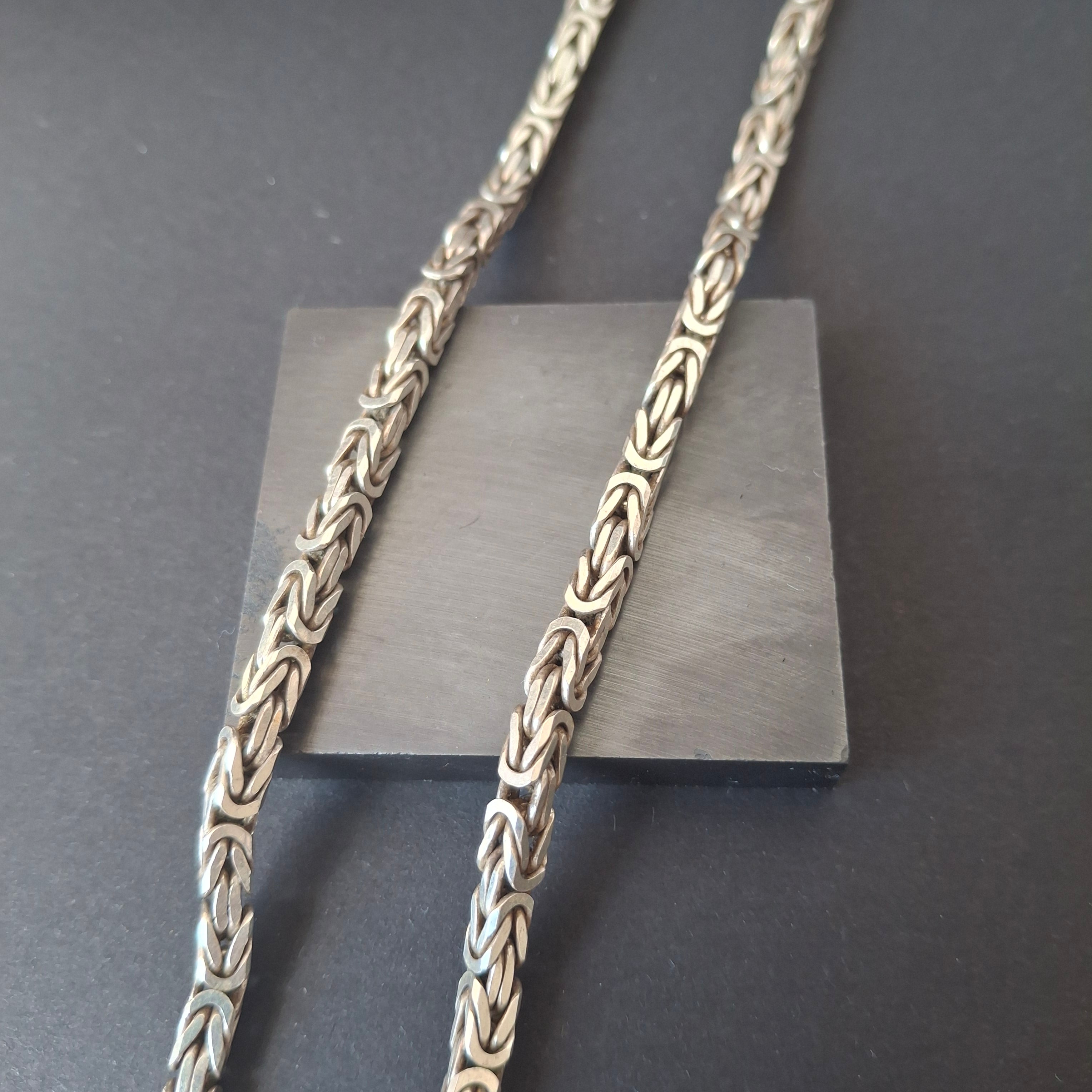 Solid Sterling Silver Byzantine / King’s Chain Necklace – view 3