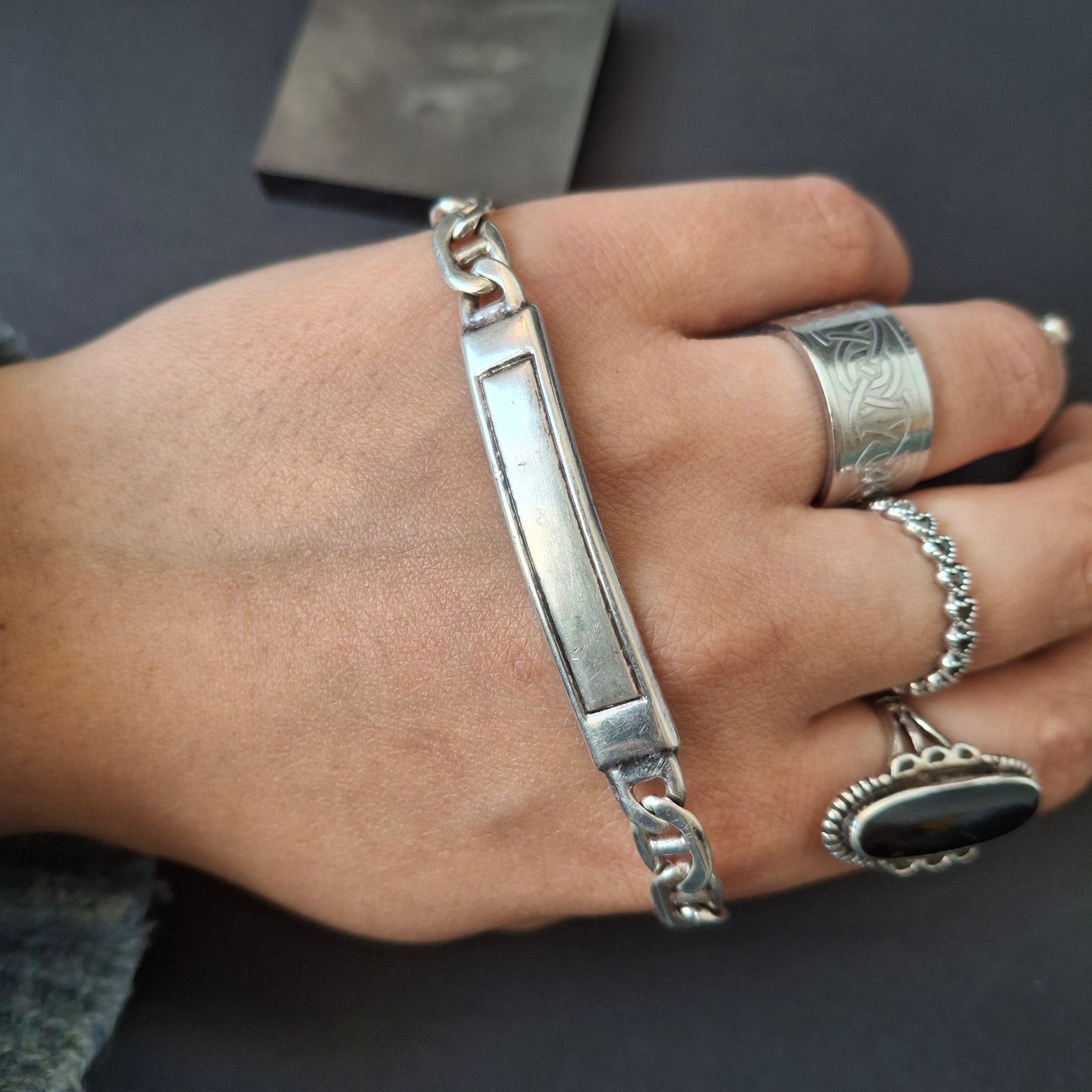 Vintage 925 Sterling Silver Mariner ID Link Bracelet – view 5