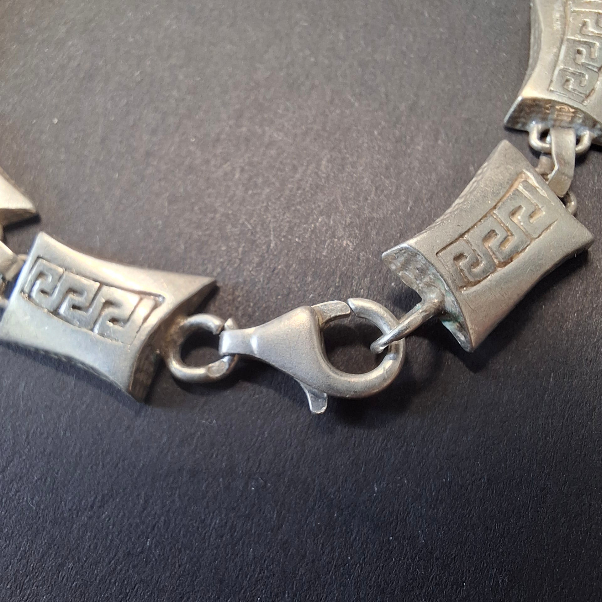 Vintage Sterling Silver Greek Key Panel Bracelet – view 3