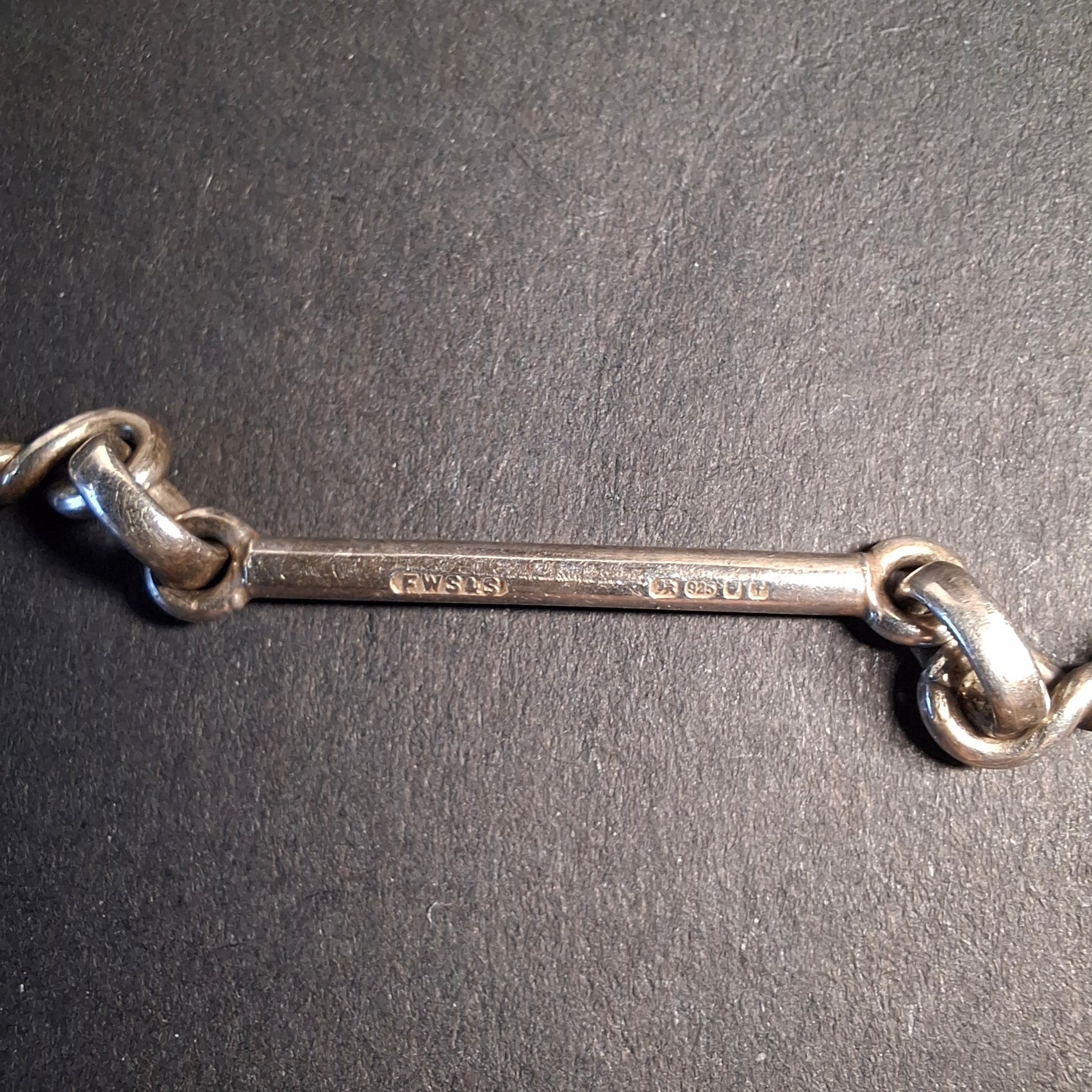 Vintage Sterling Silver Bar & Double-Twist Link Chain Bracelet – view 2