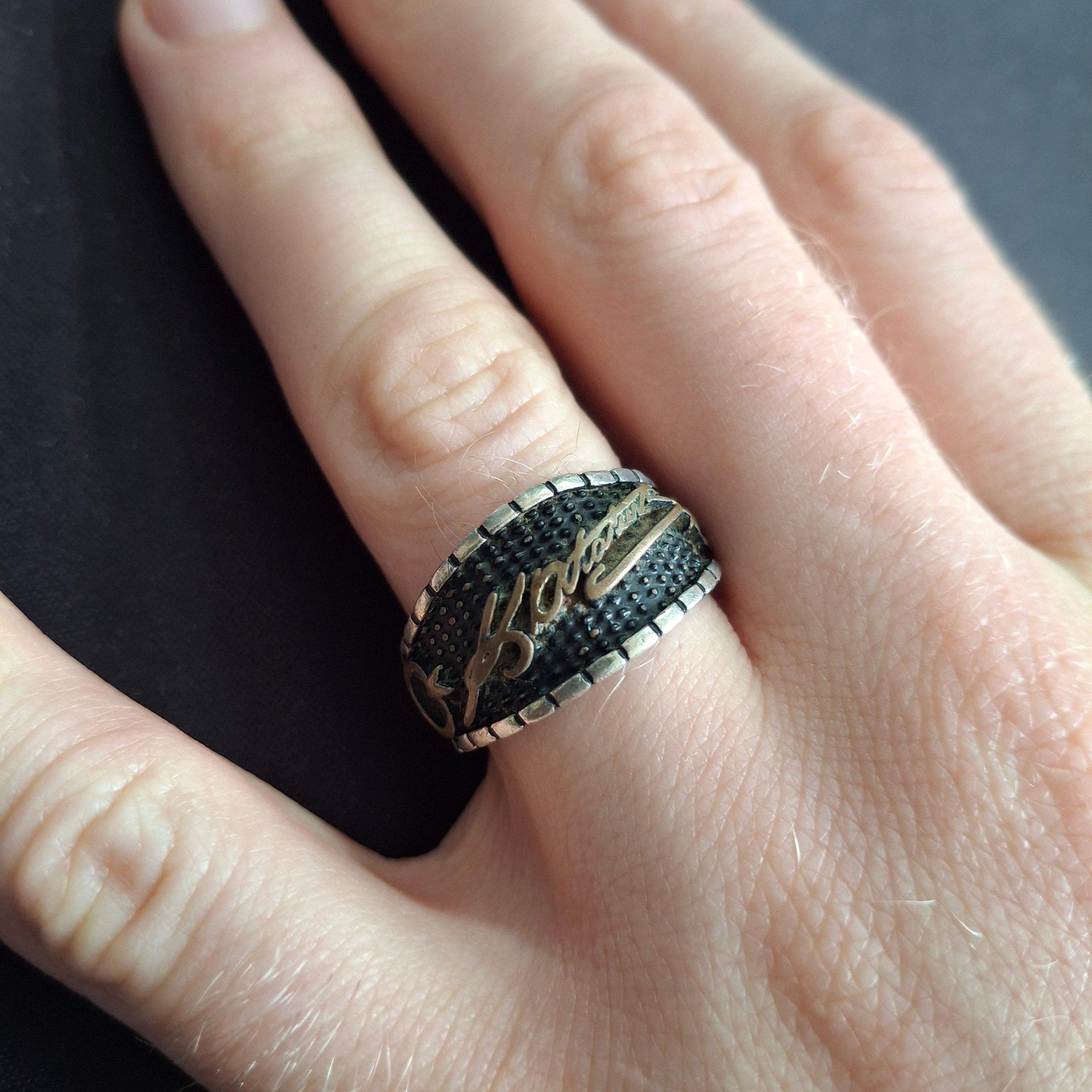 Vintage türkischer Ring aus Sterlingsilber mit „K. Atatürk“-Signatur – Ansicht 4