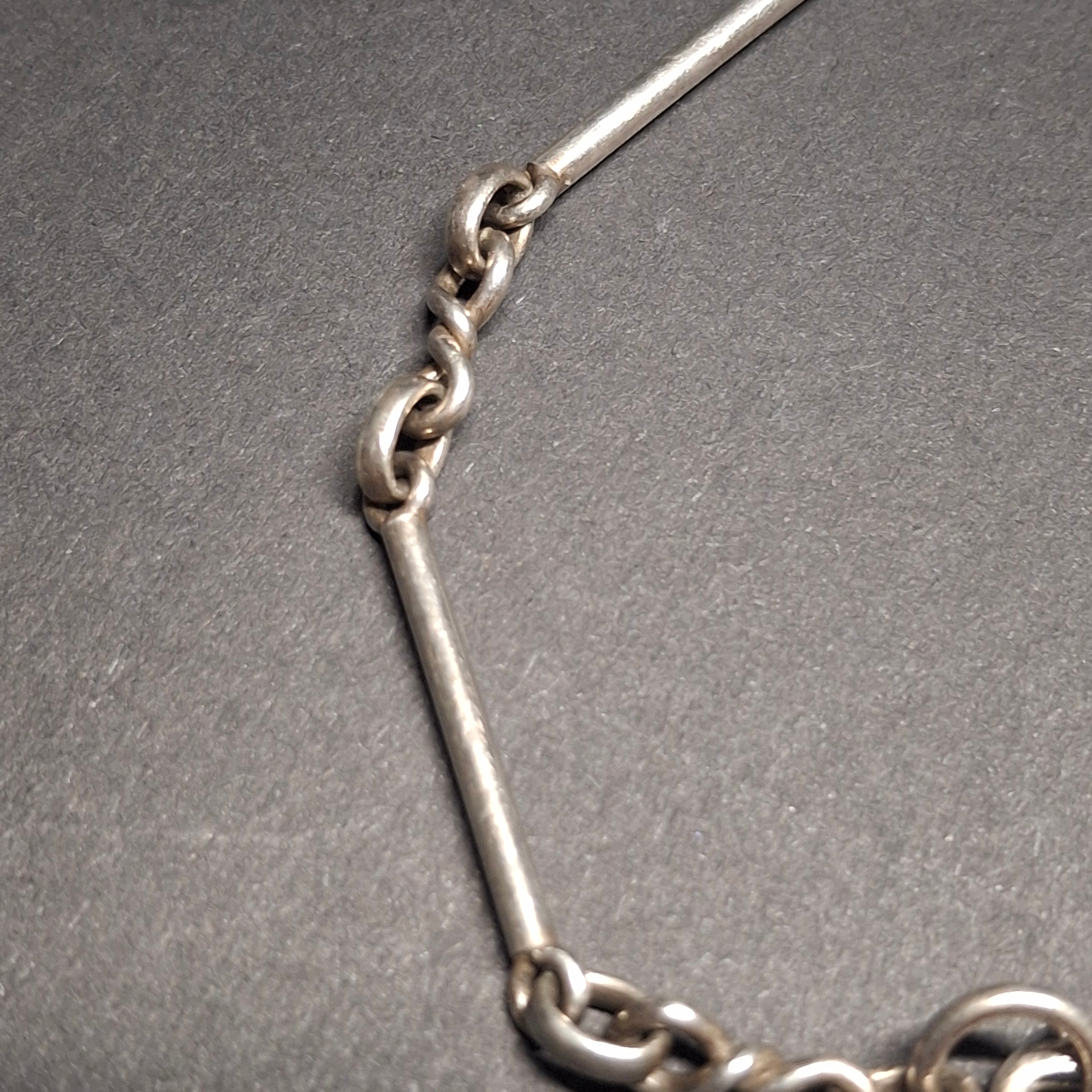 Vintage Sterling Silver Bar & Double-Twist Link Chain Bracelet – view 3
