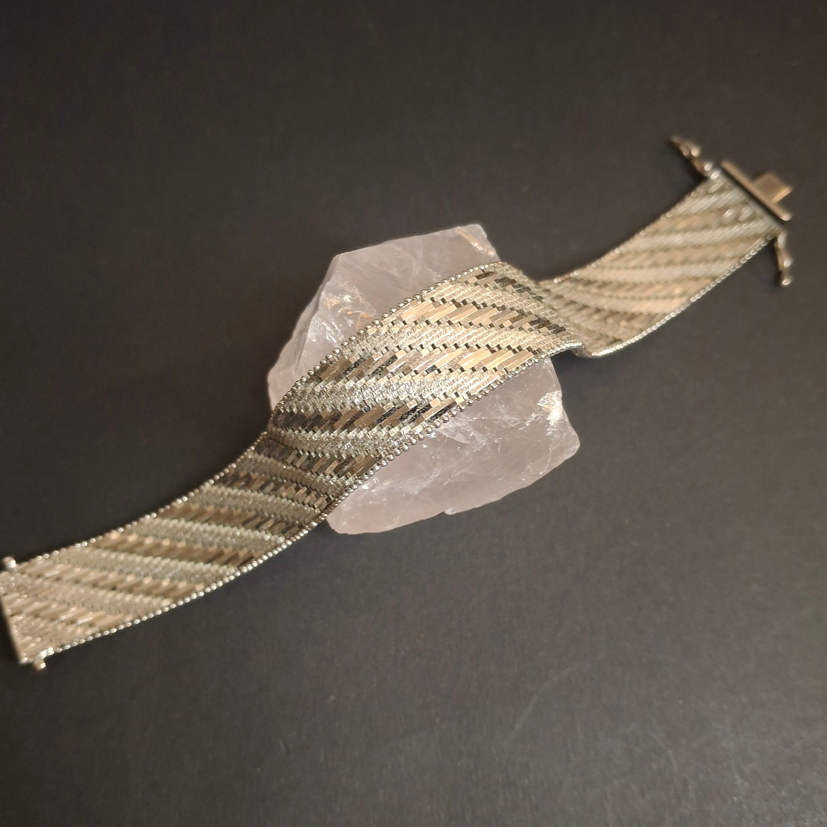 Vintage Italy 925 Sterling Silver Wide Mesh Bracelet – view 2