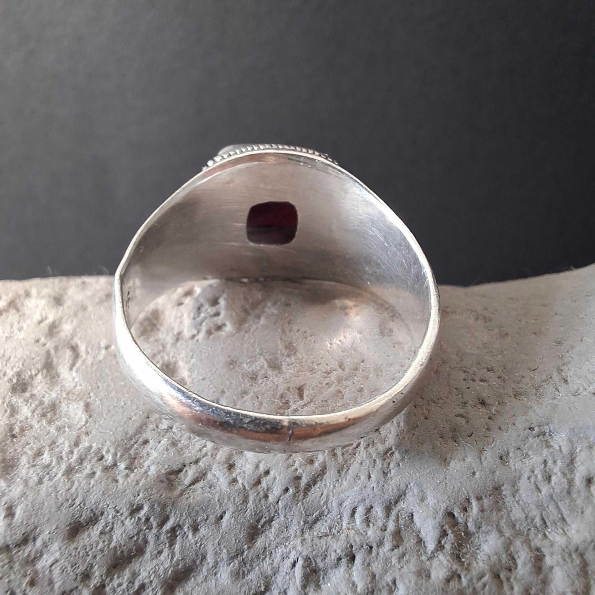 Handcrafted Sterling Silver 925 Garnet Statement Ring – view 5
