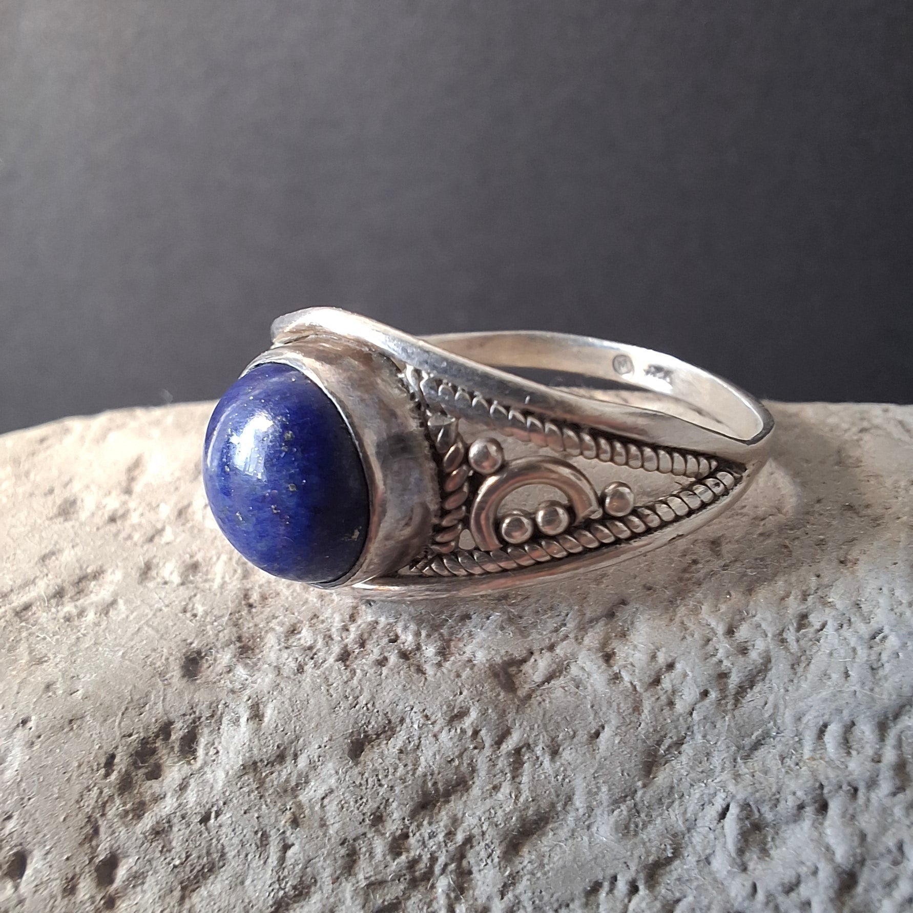Vintage Ethnic Lapis Lazuli Sterling Silver Ring – view 2