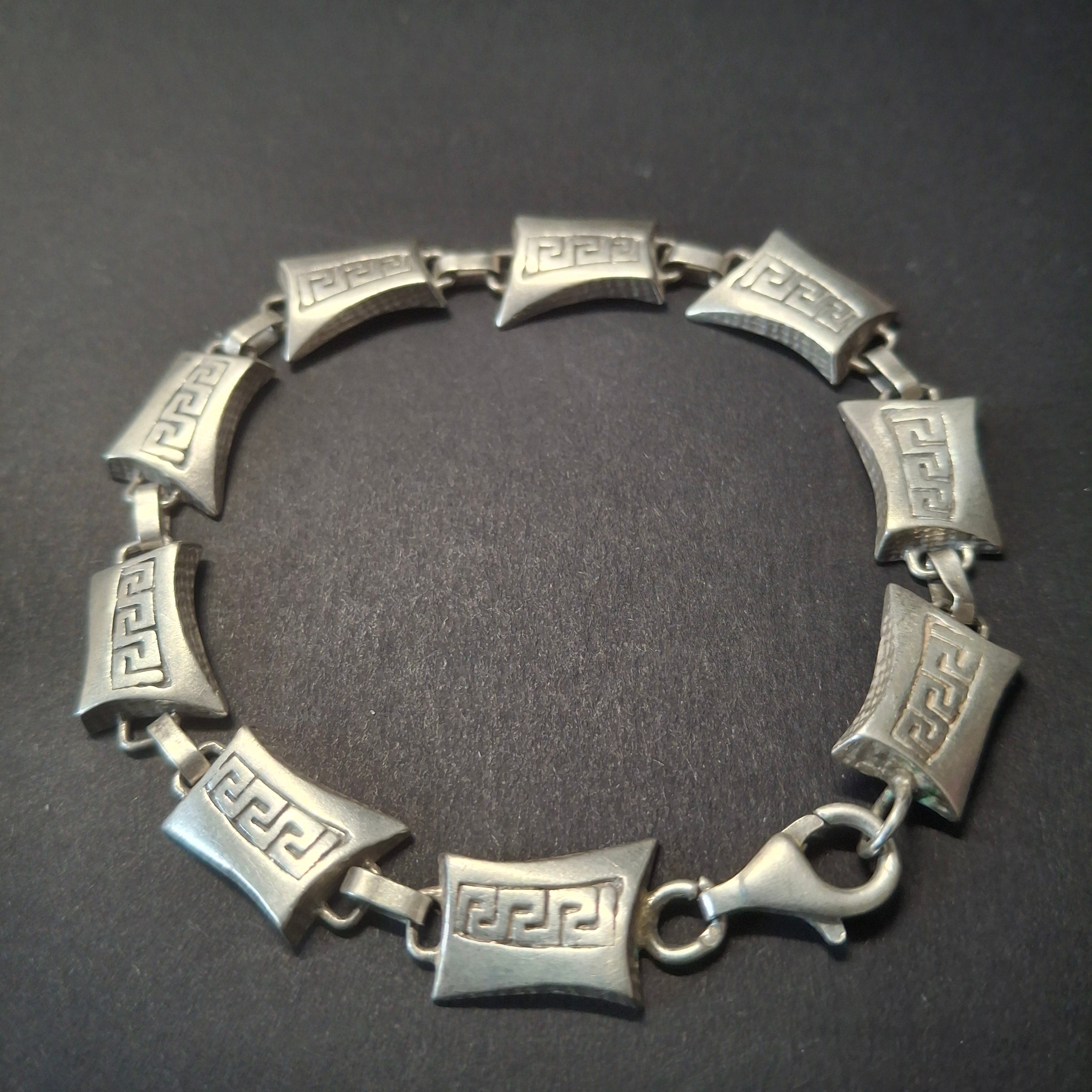 Vintage Sterling Silver Greek Key Panel Bracelet – view 2