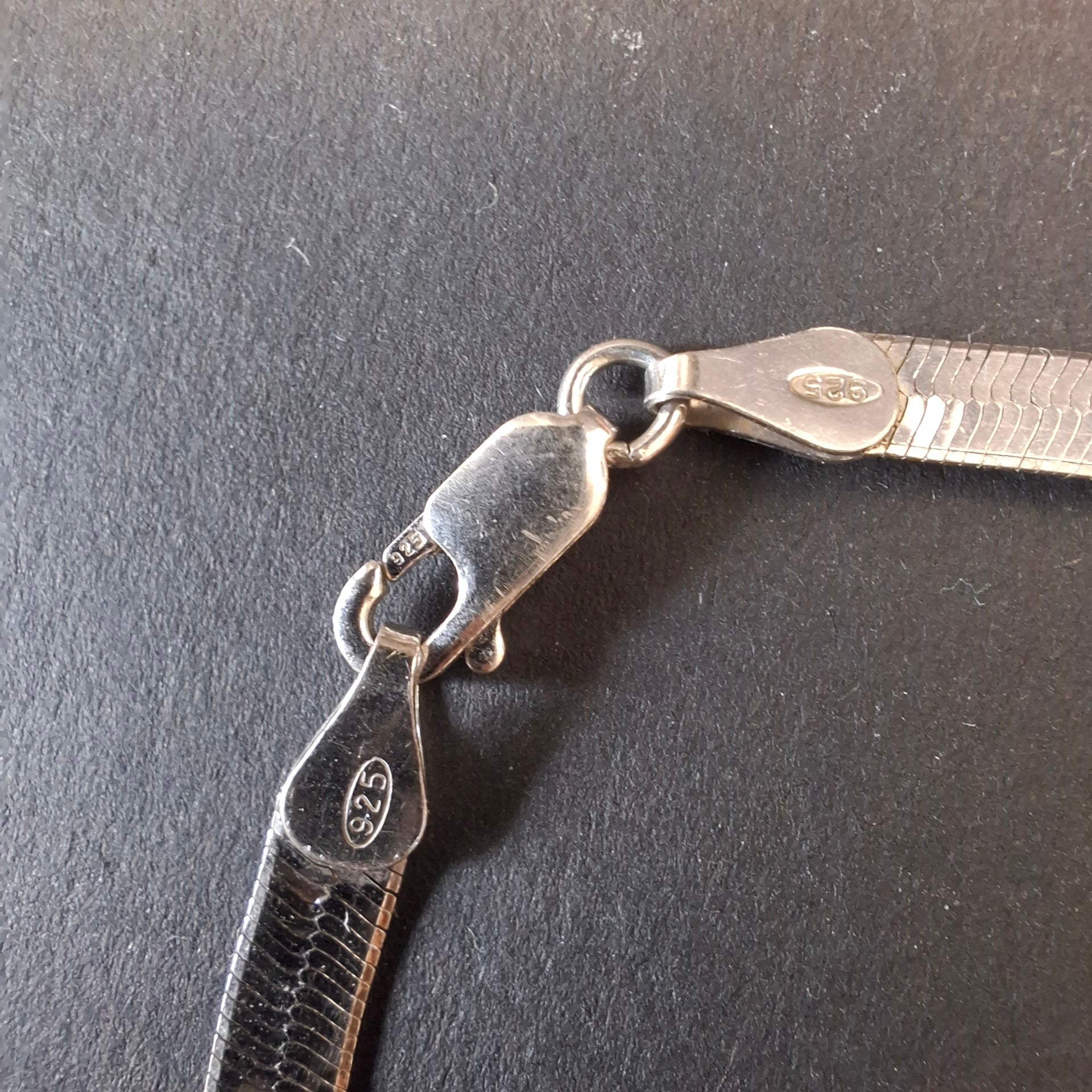 Vintage Italian Etched Sterling Silver Herringbone Bracelet – view 3