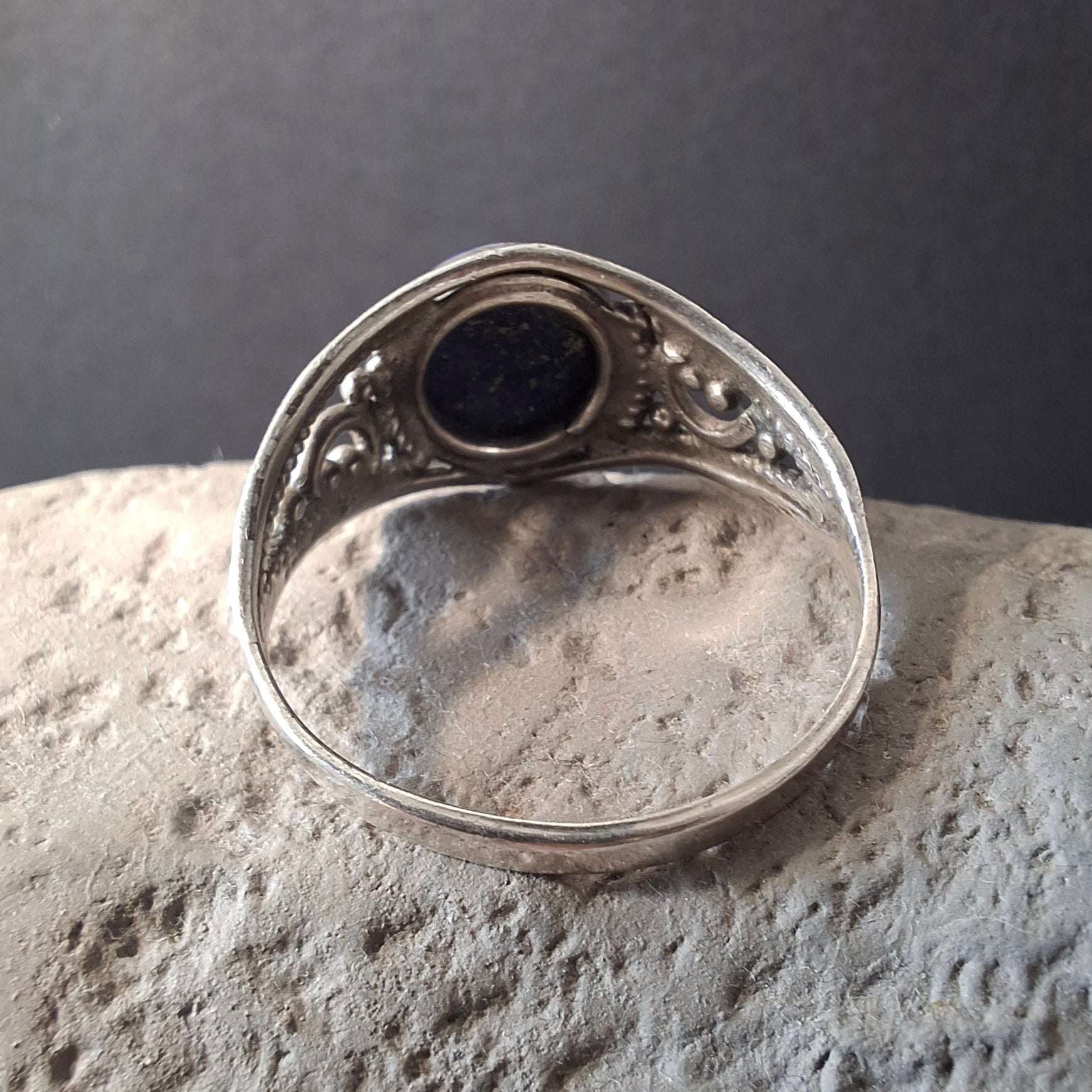 Vintage Ethnic Lapis Lazuli Sterling Silver Ring – view 3