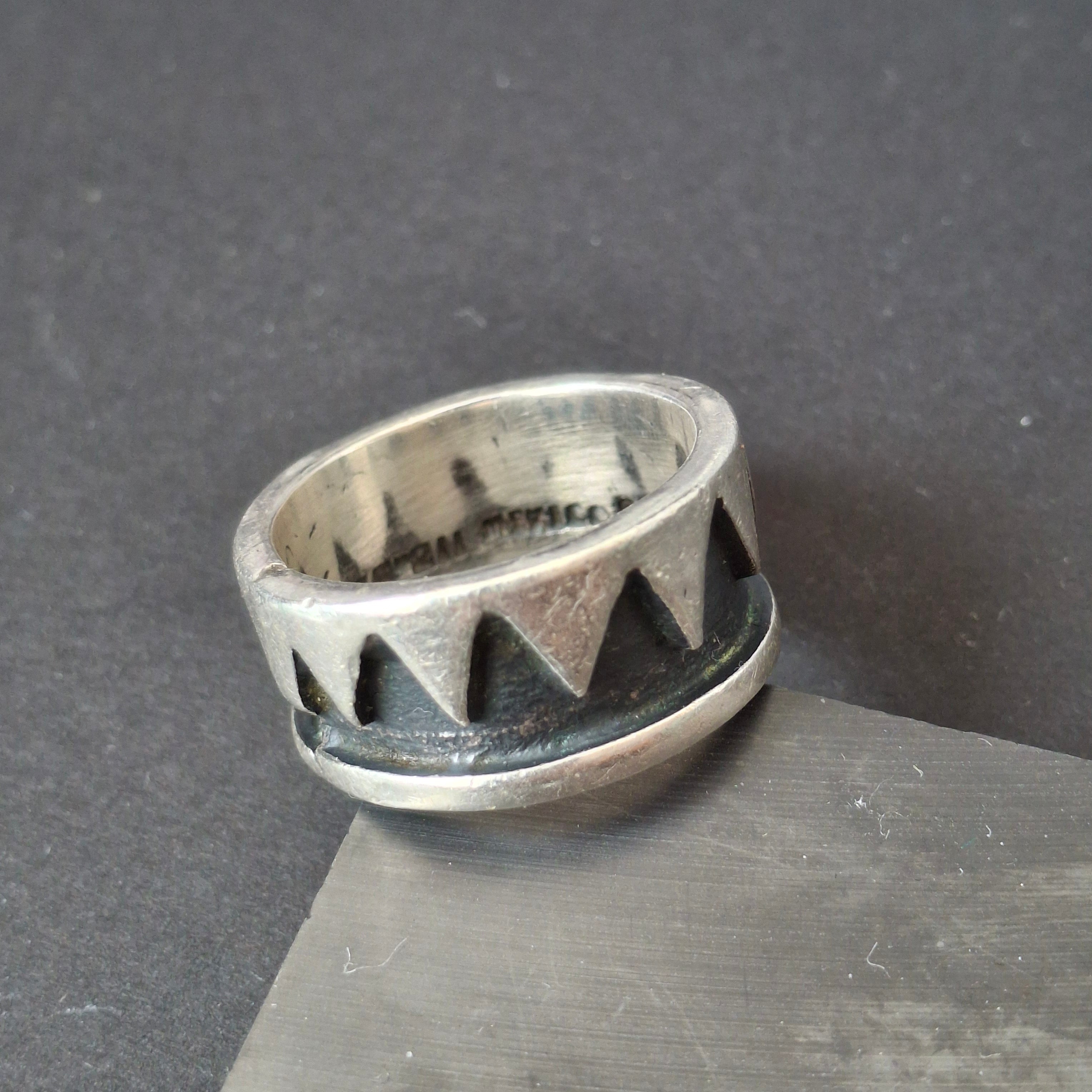 Vintage Mexican Sterling Silver Taxco Geometric Wide Band