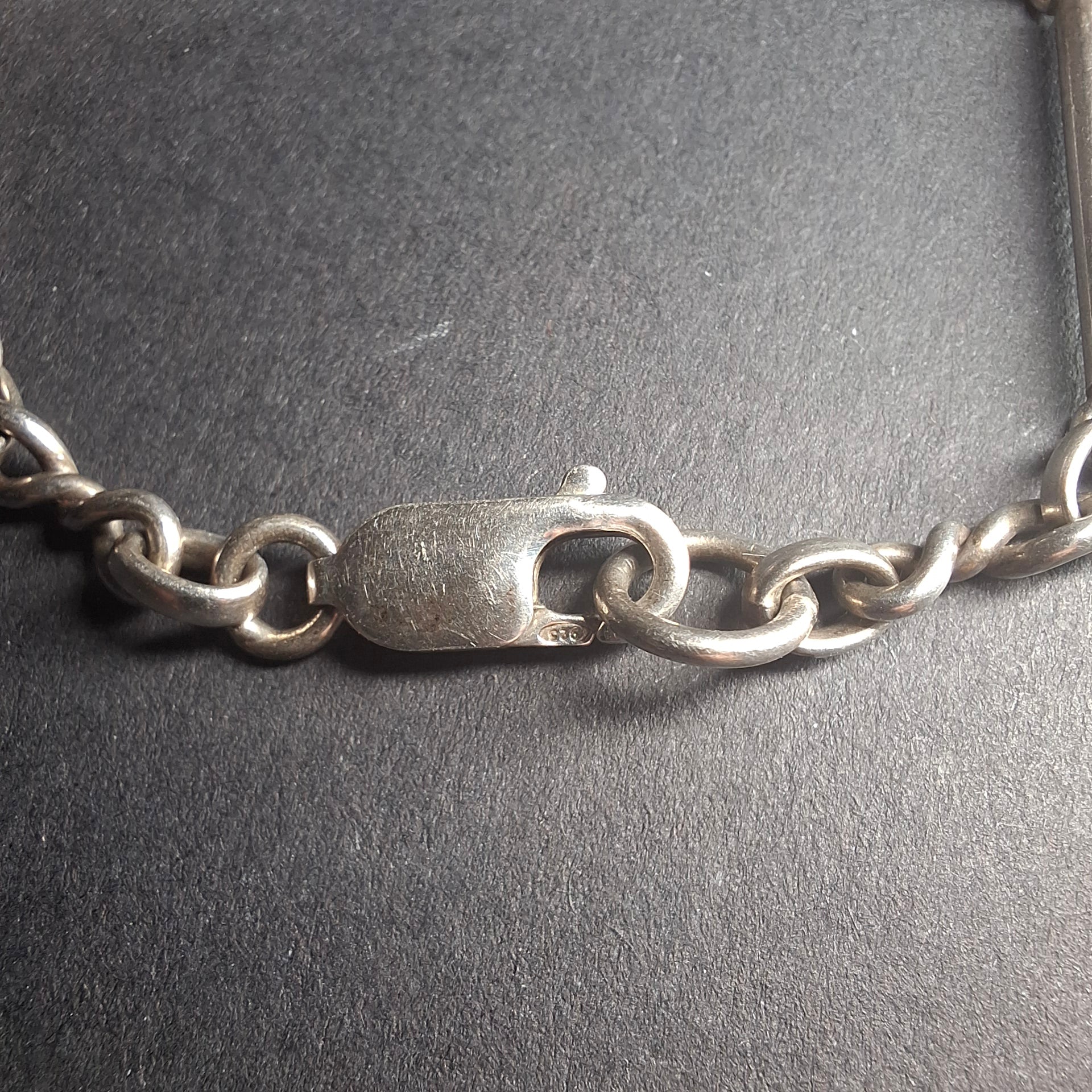 Vintage Sterling Silver Bar & Double-Twist Link Chain Bracelet – view 6