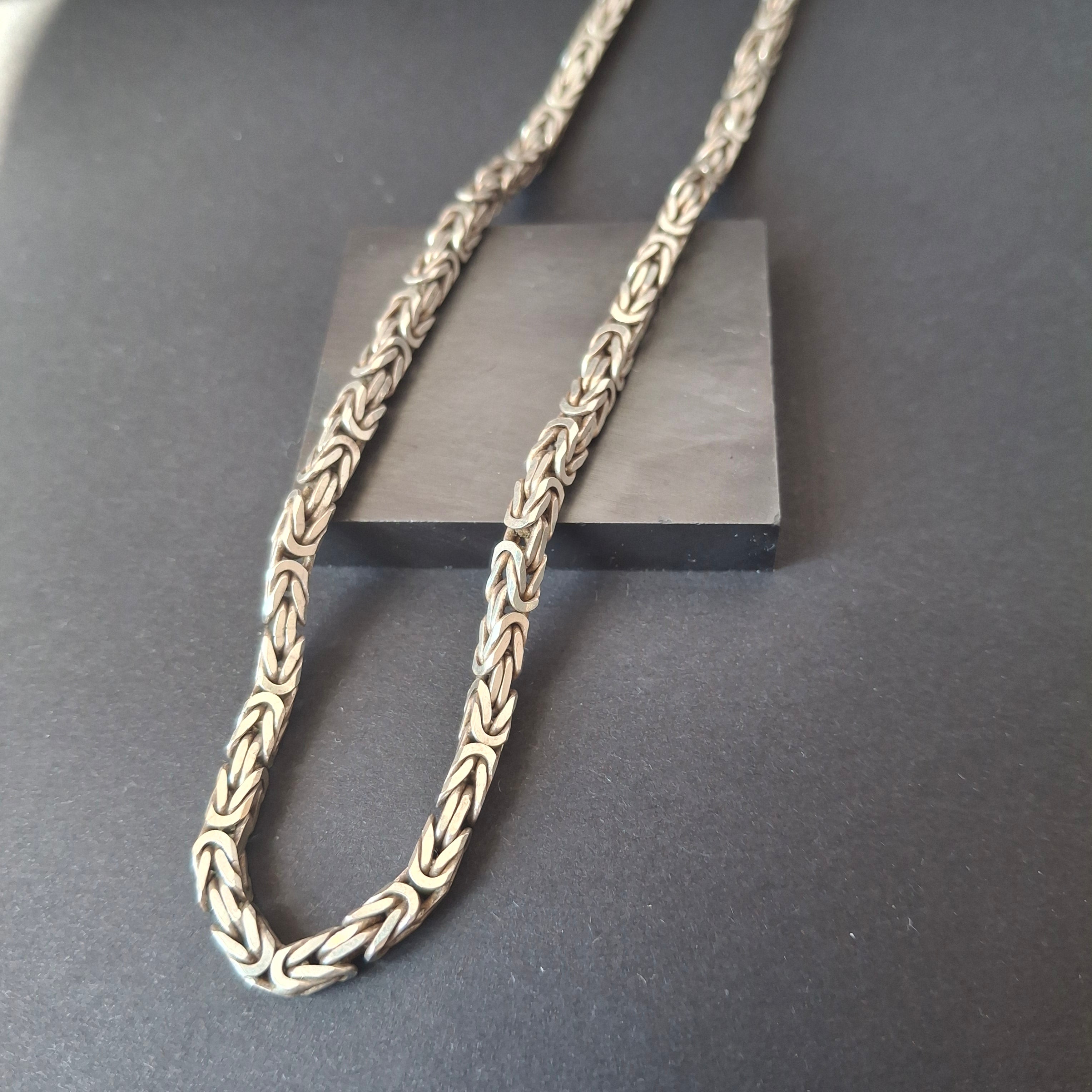 Solid Sterling Silver Byzantine / King’s Chain Necklace – view 2