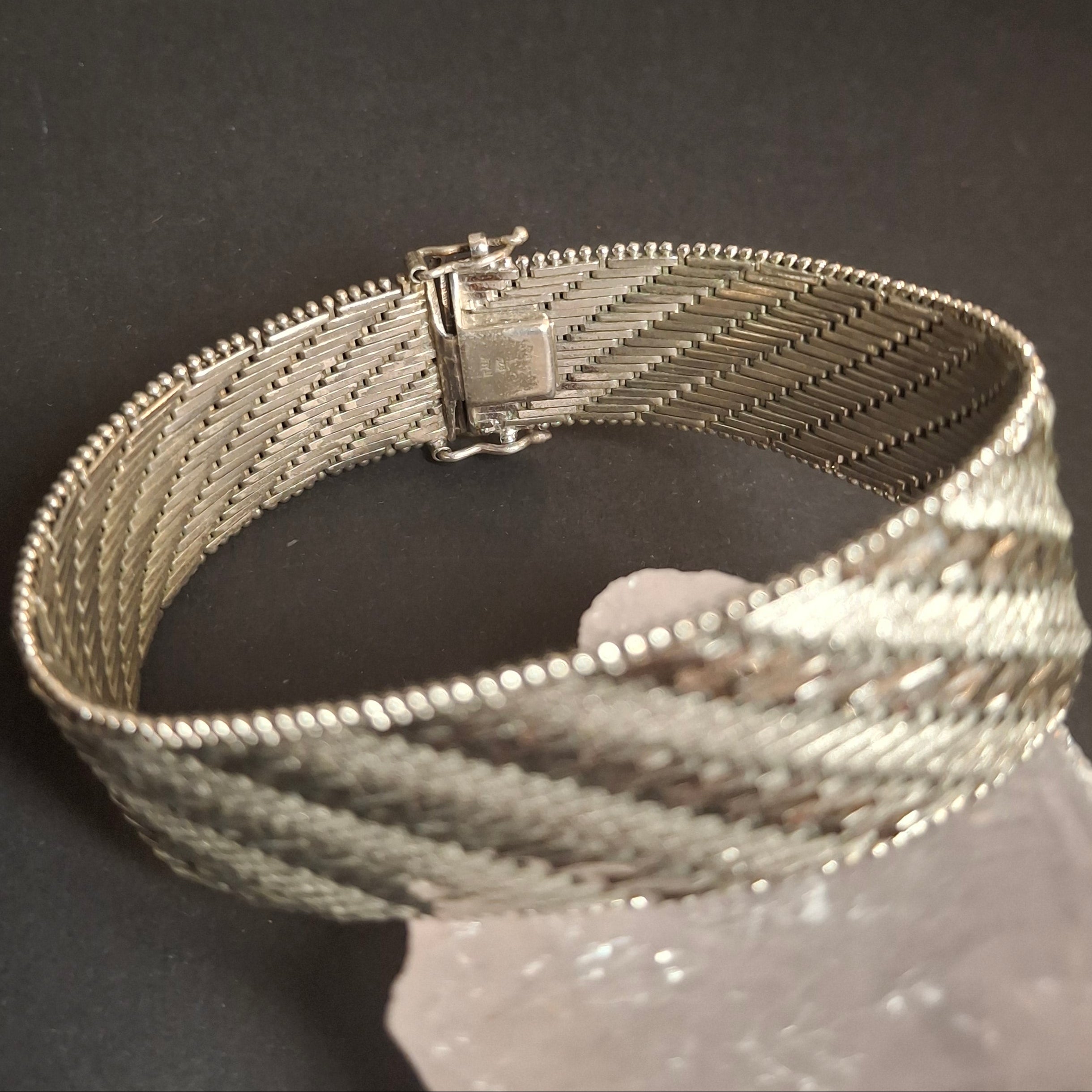 Vintage Italy 925 Sterling Silver Wide Mesh Bracelet – view 3