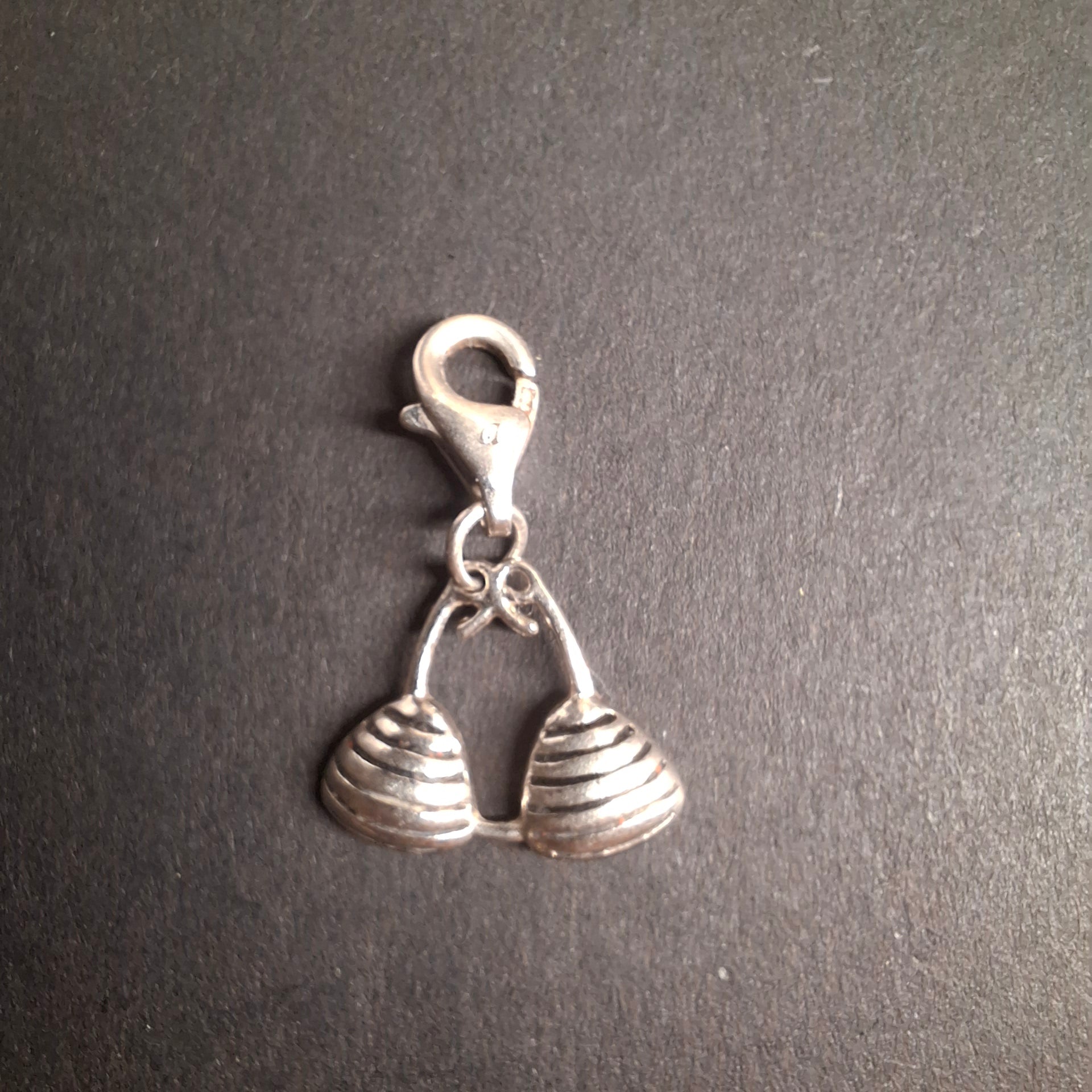 925 Sterling Silver Ribbed Bikini Top Clip-On Charm – view 3