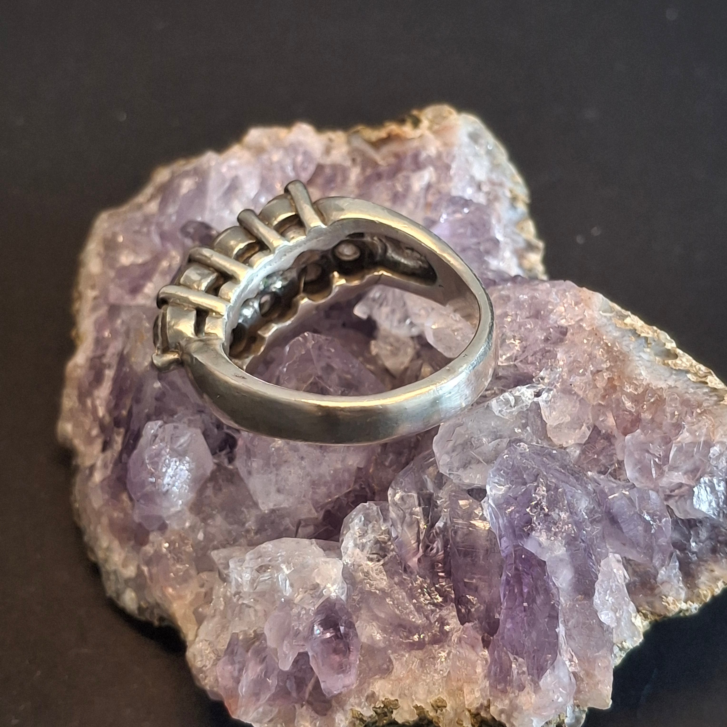 Vintage 925 Sterling Silver Double-Row Cluster Ring – view 3