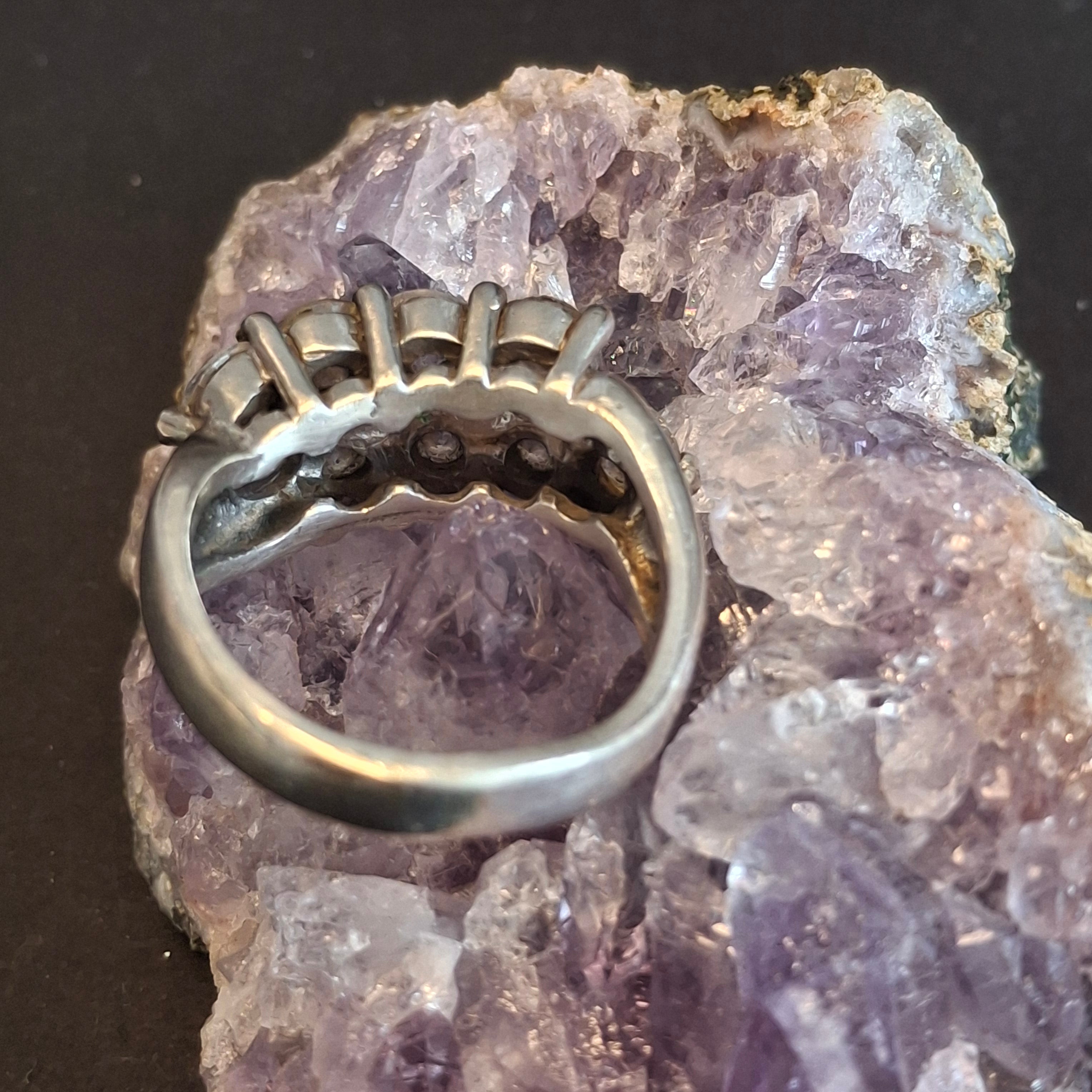 Vintage 925 Sterling Silver Double-Row Cluster Ring – view 5