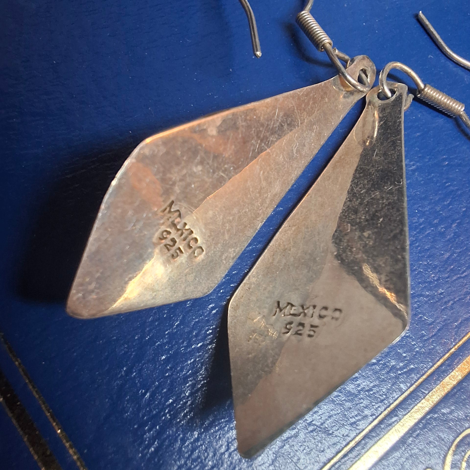 Vintage Mexican Sterling Silver 925 Pierced Openwork Pyramid Dangle Earrings – view 3