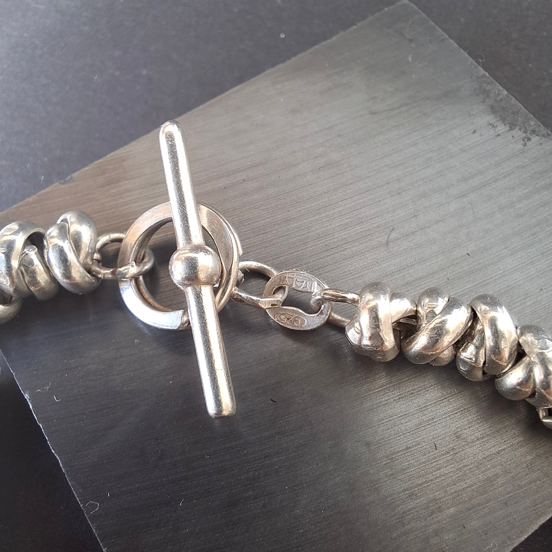 Vintage Italian Multi-Ring Coiled Sterling Silver Toggle Bracelet – view 3