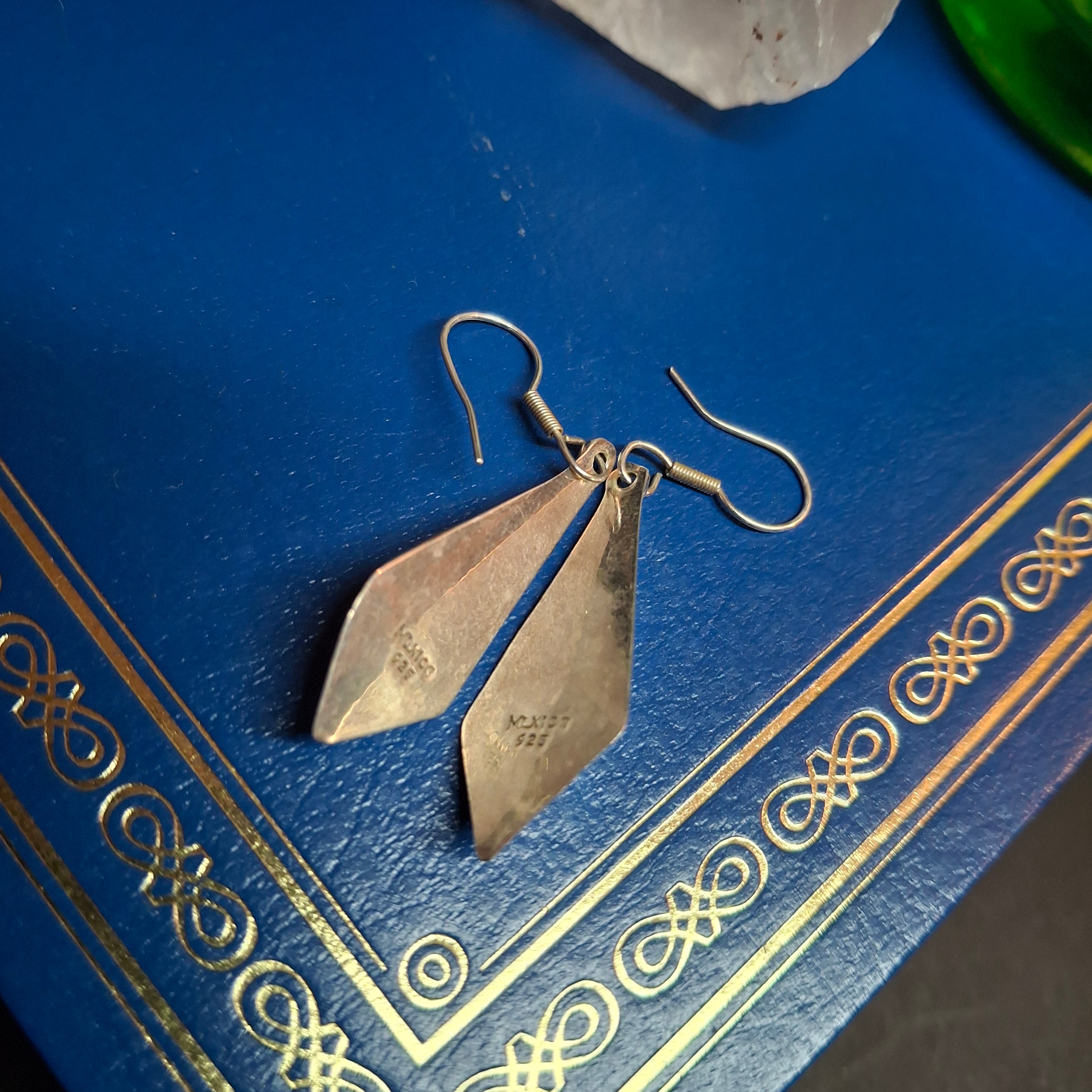 Vintage Mexican Sterling Silver 925 Pierced Openwork Pyramid Dangle Earrings – view 2