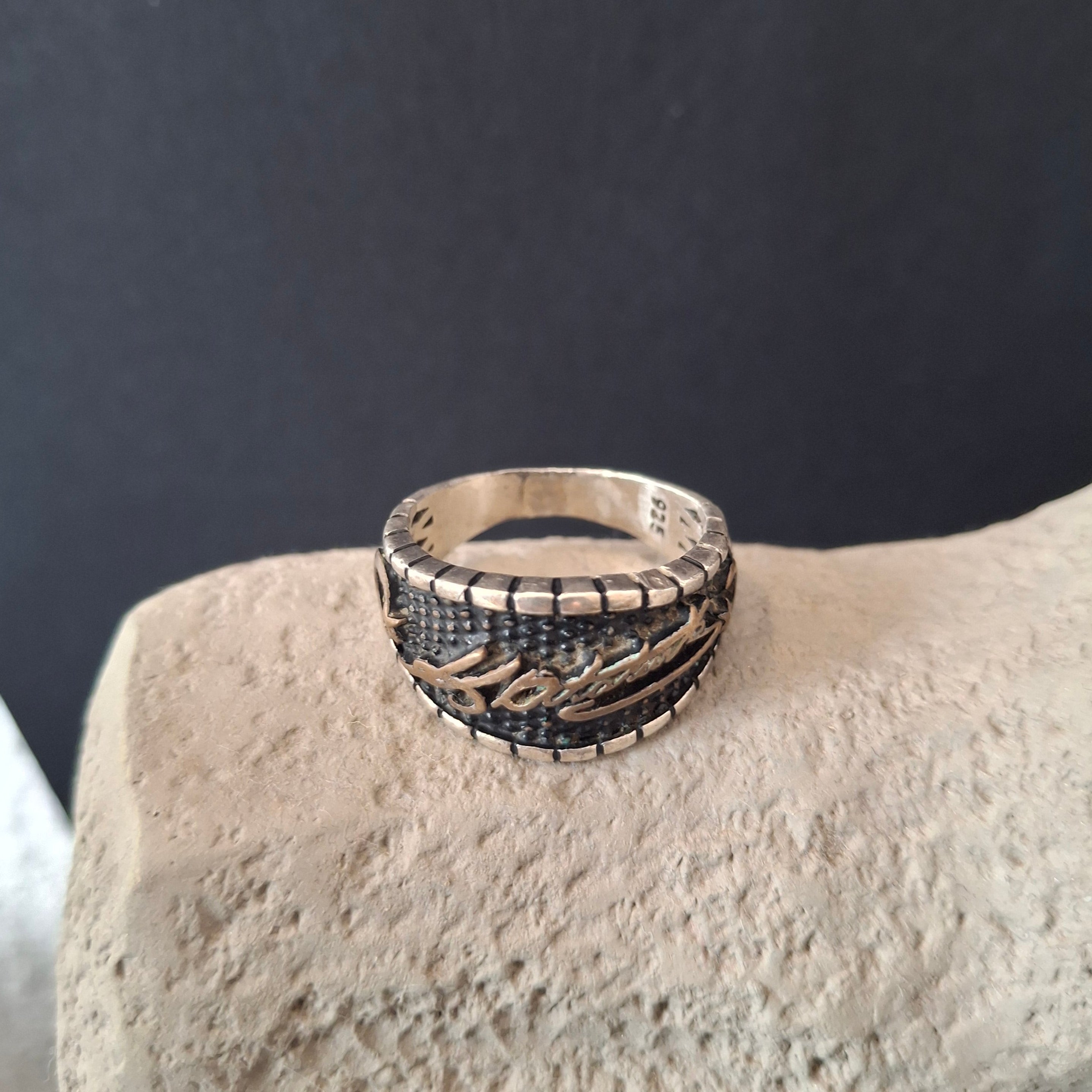 Vintage türkischer Ring aus Sterlingsilber mit „K. Atatürk“-Signatur – Ansicht 2