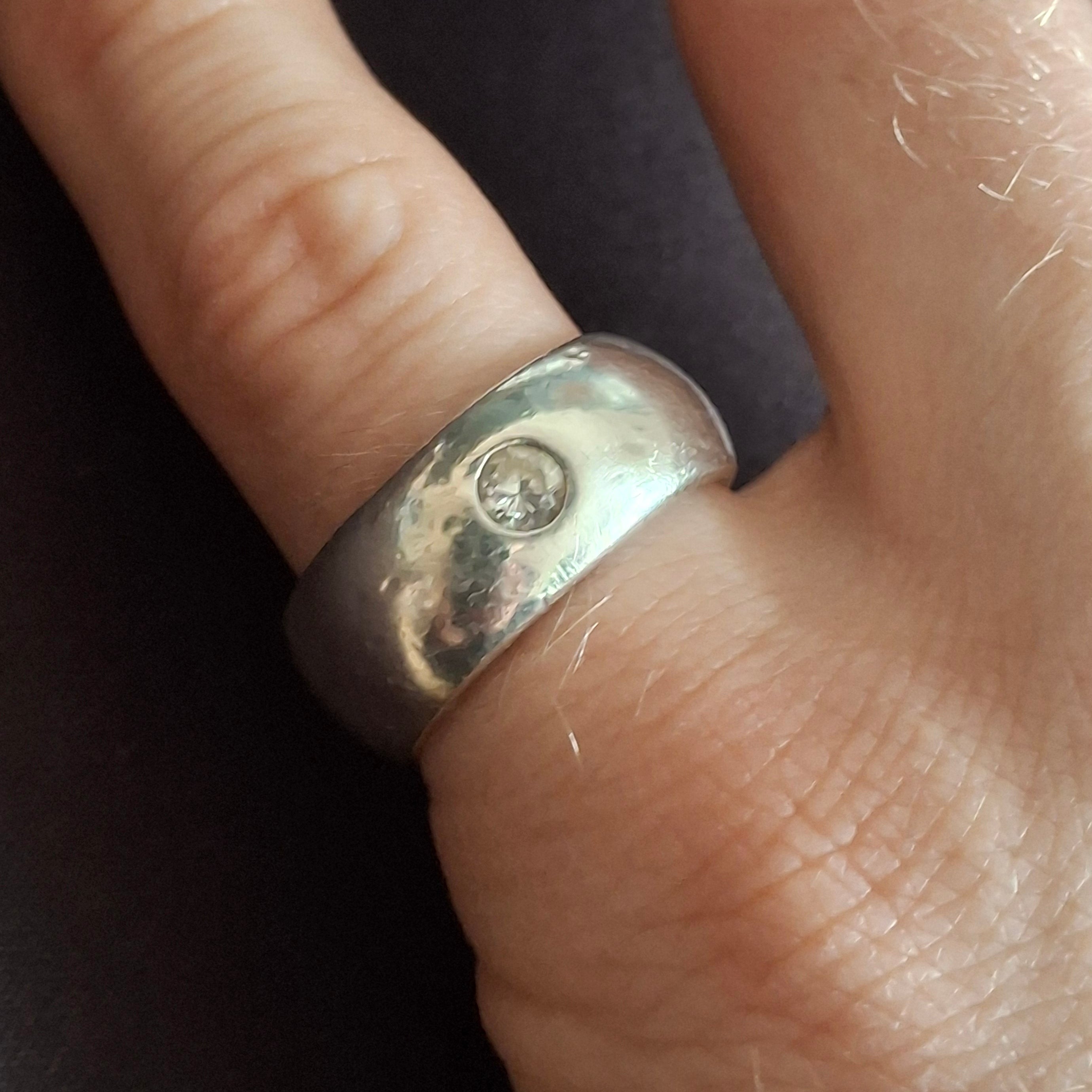 Sterling Silver Wide zirconia Ring – view 3