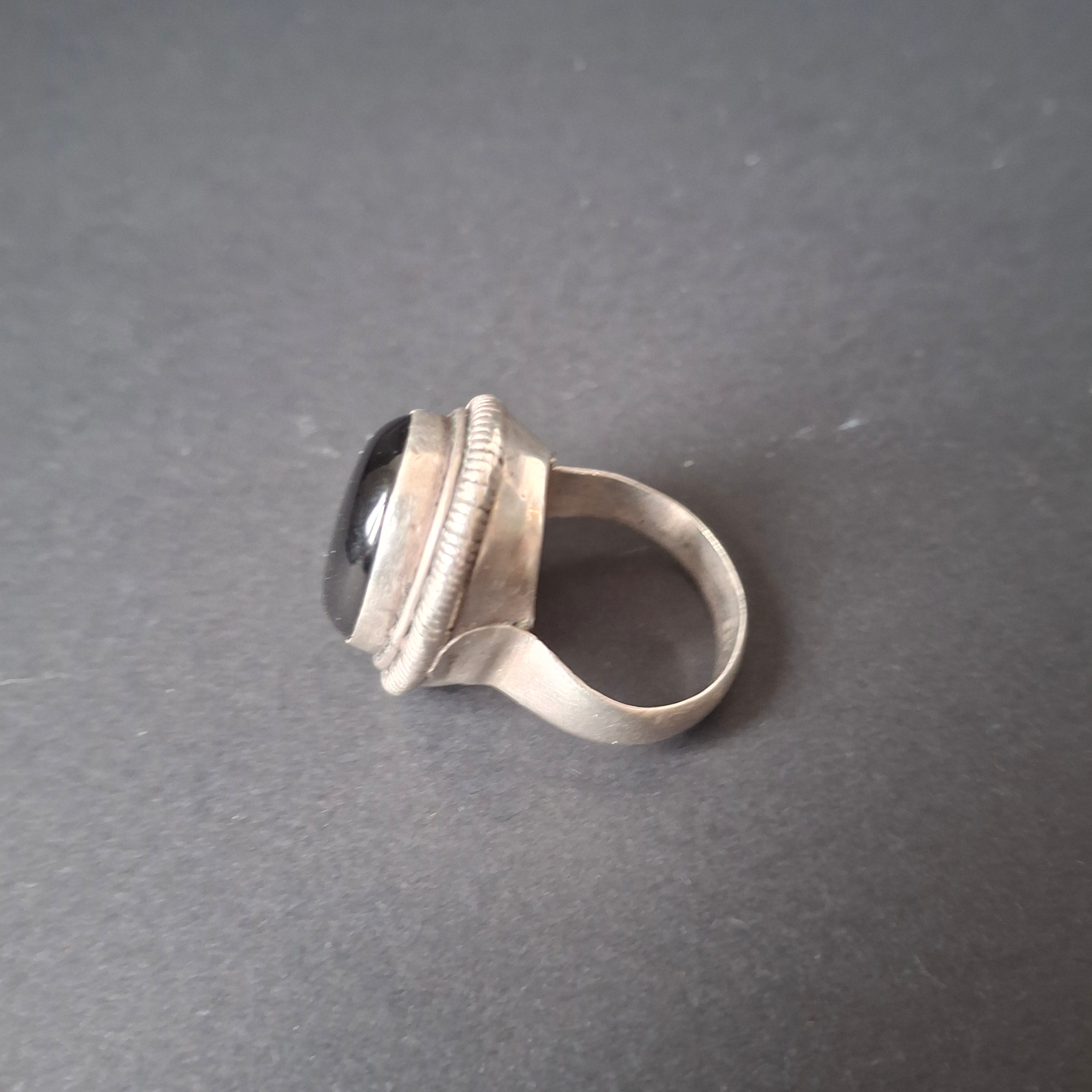 Vintage Sterling Silver Black Onyx Statement Ring – view 2