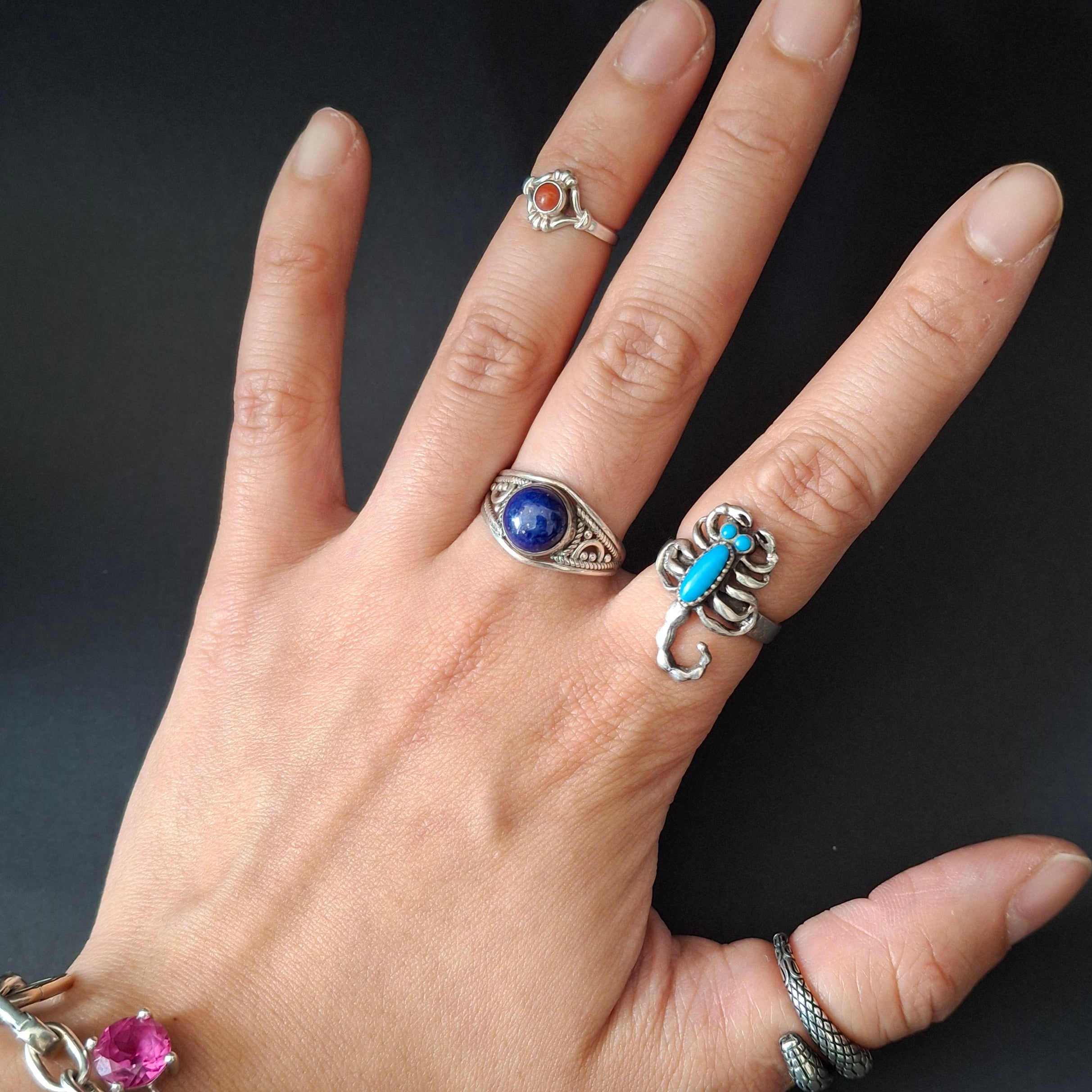 Vintage Ethnic Lapis Lazuli Sterling Silver Ring – view 4