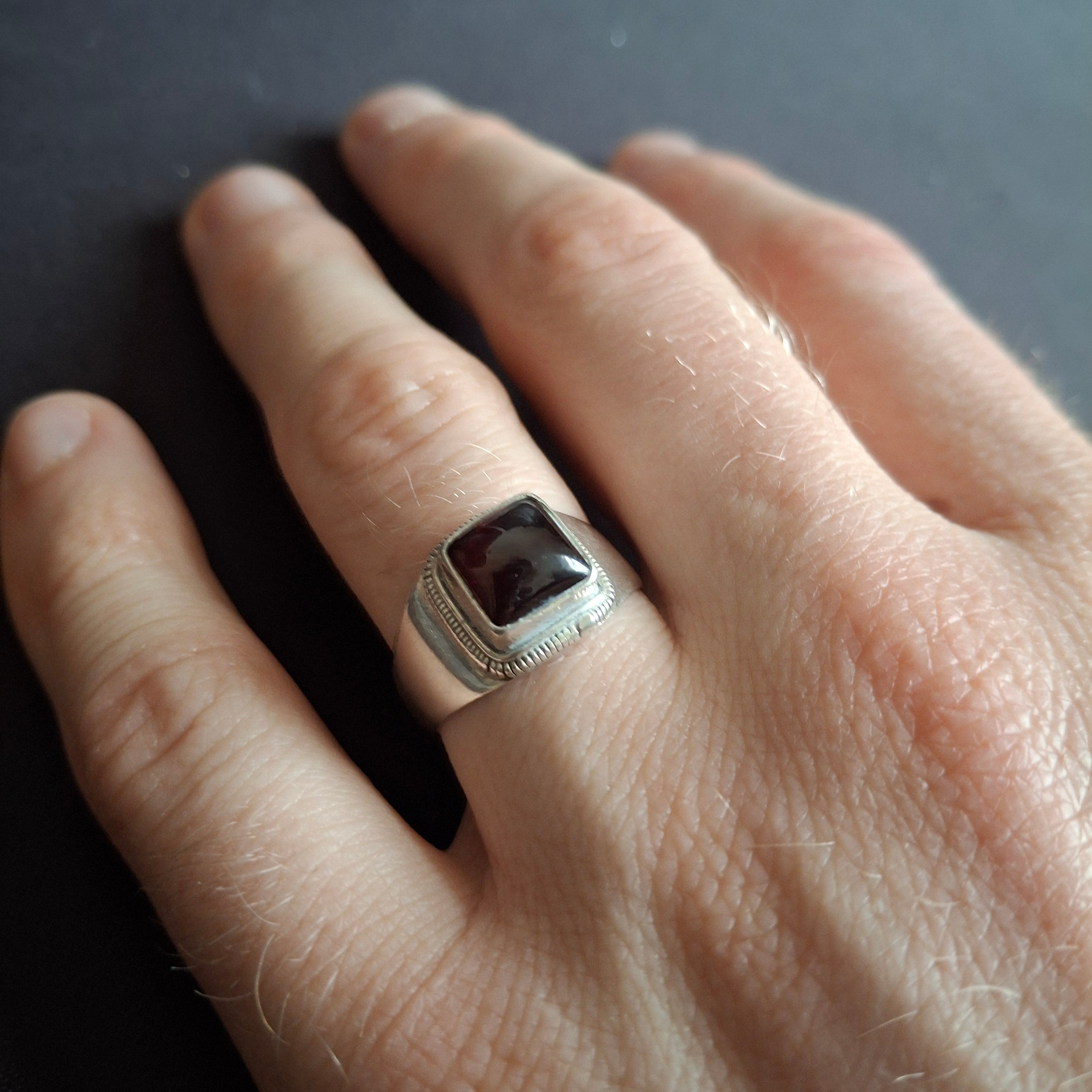 Handcrafted Sterling Silver 925 Garnet Statement Ring – view 2