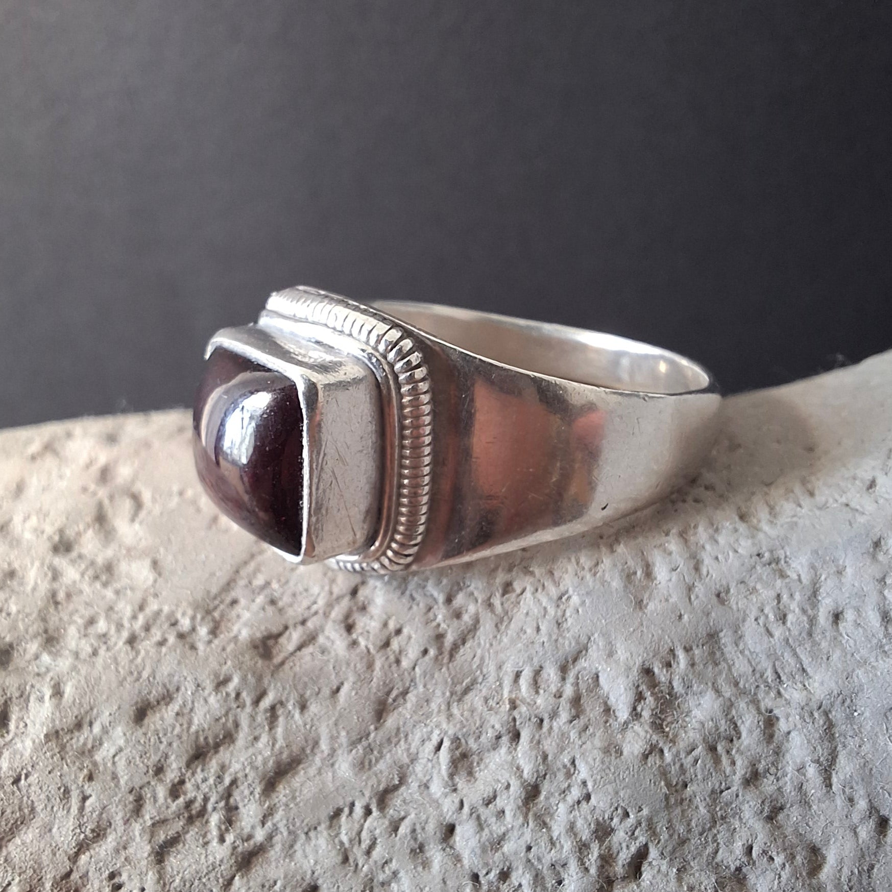 Handcrafted Sterling Silver 925 Garnet Statement Ring – view 3